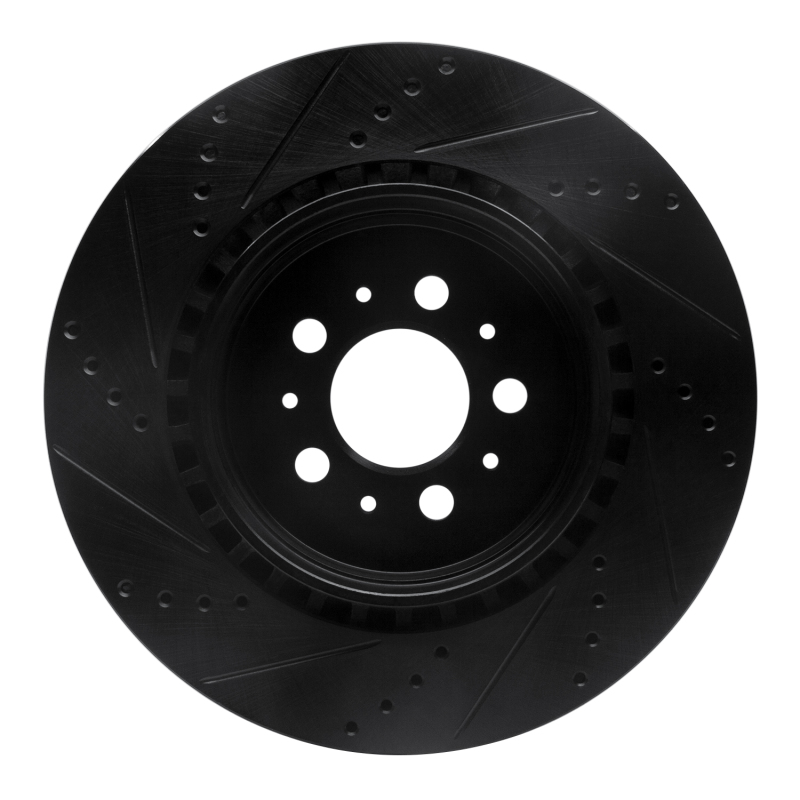 Volvo V70 Brake Rotor (1) - Rear Right - R1 Concepts - Drilled & Slotted - Black - `04-`07